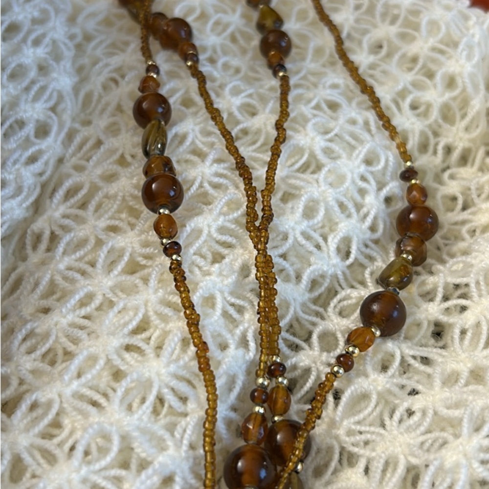 Murano Amber Beaded Necklace